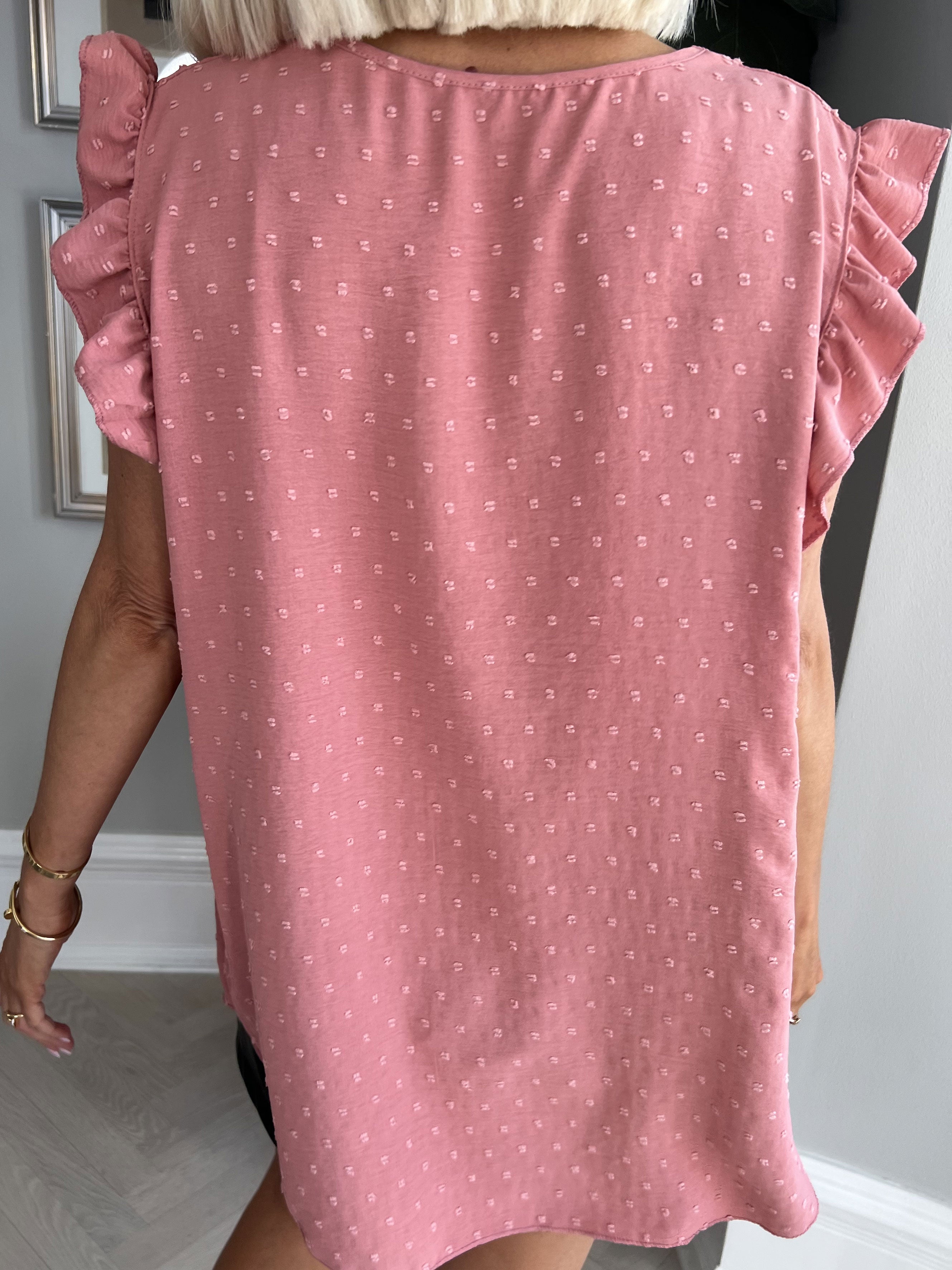 Evig - Sød tunika med prikket detaljer og flæseærmer